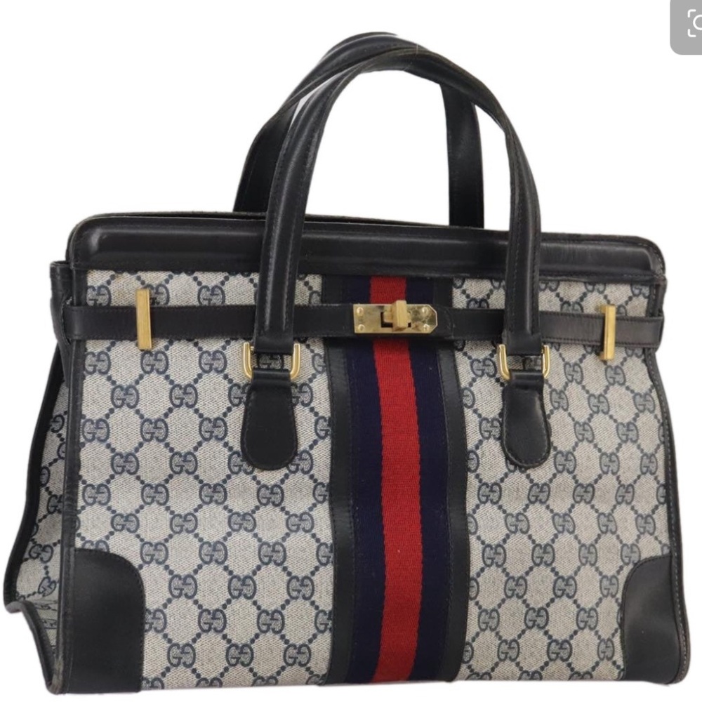 GUCCI VINTAGE - RARE - AUTH GG Supreme Sherry Line Hand Bag EUC